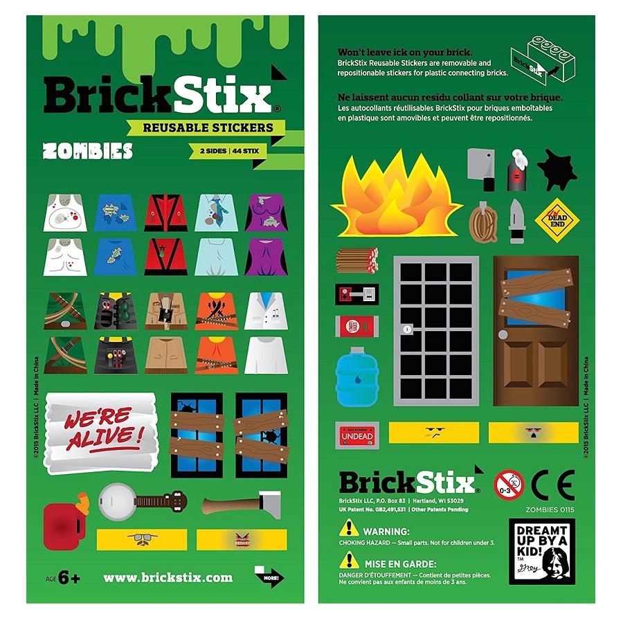 Yalla Toys l BrickStix l Zombies Theme Reusable Stickers