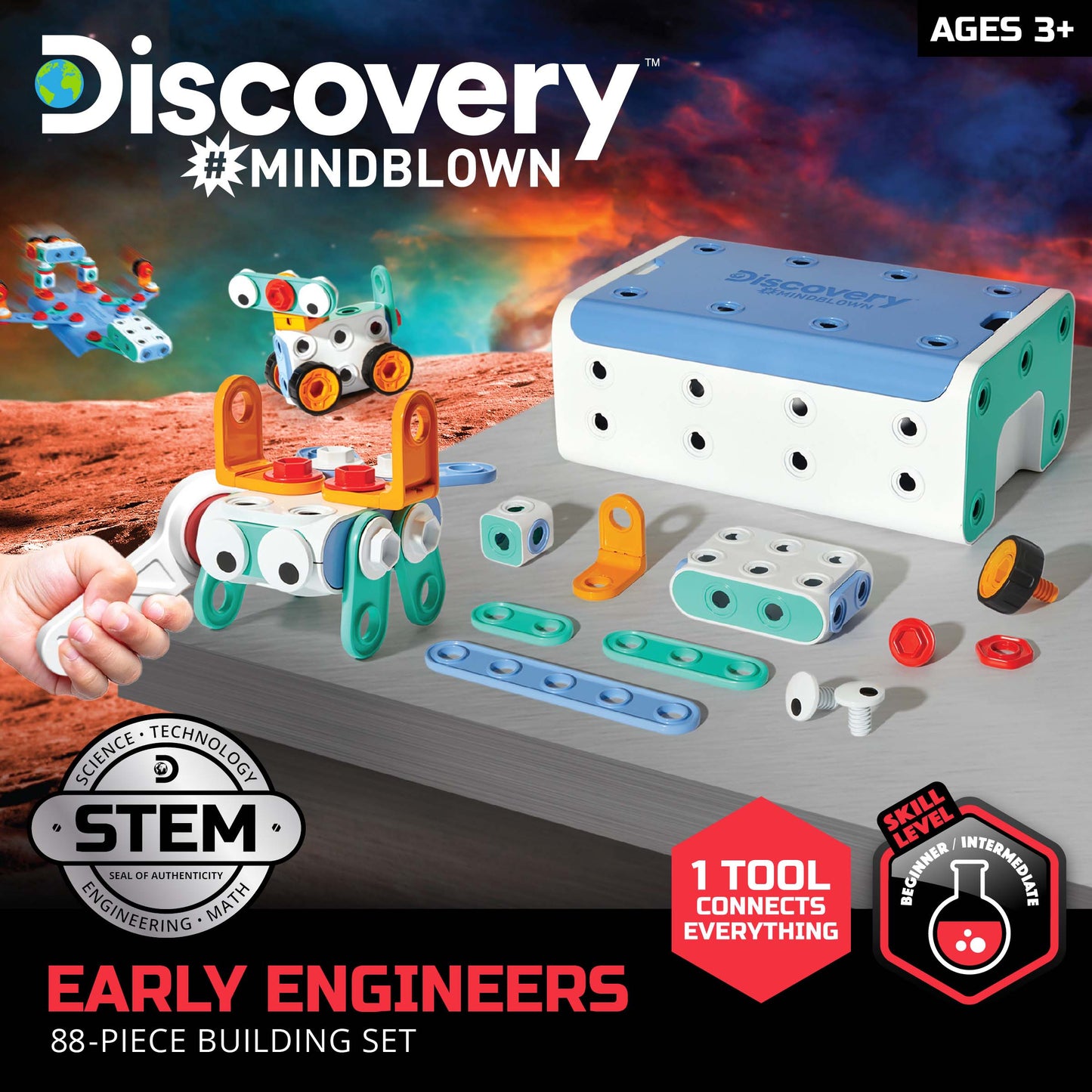Discovery Mindblown Early Engineers 88-Piece Toy Building Set